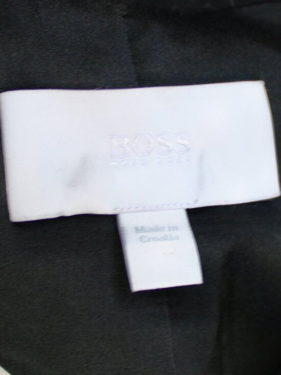 BOSS Womens Black Checkered V-Neck Collarless Wool Blend Jonalia Blazer Size 14 - Picture 3 of 5